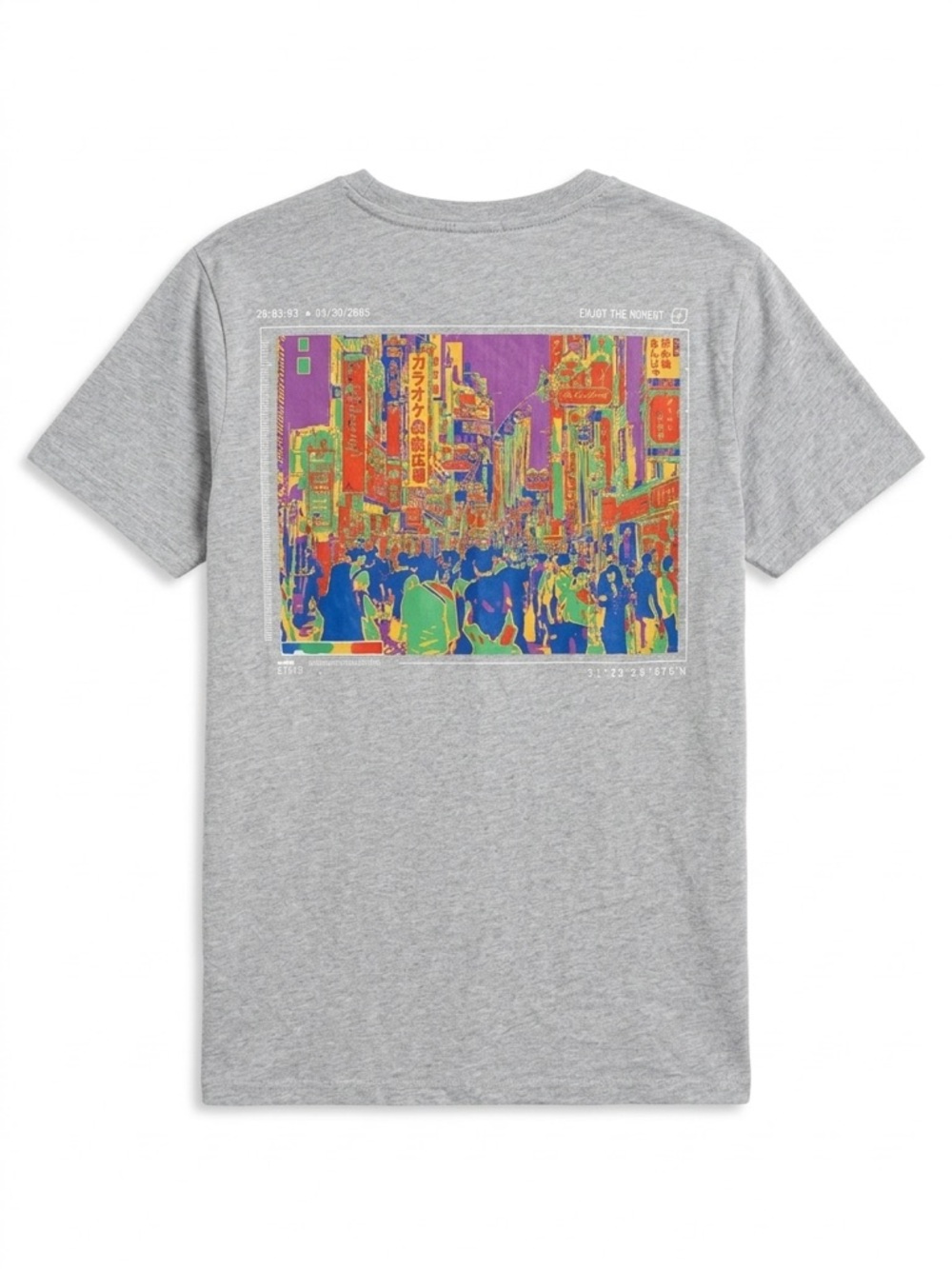 Outfitters Grey Tokyo Cityscape Graphic Tee Mens XL Cyberpunk Vaporwave